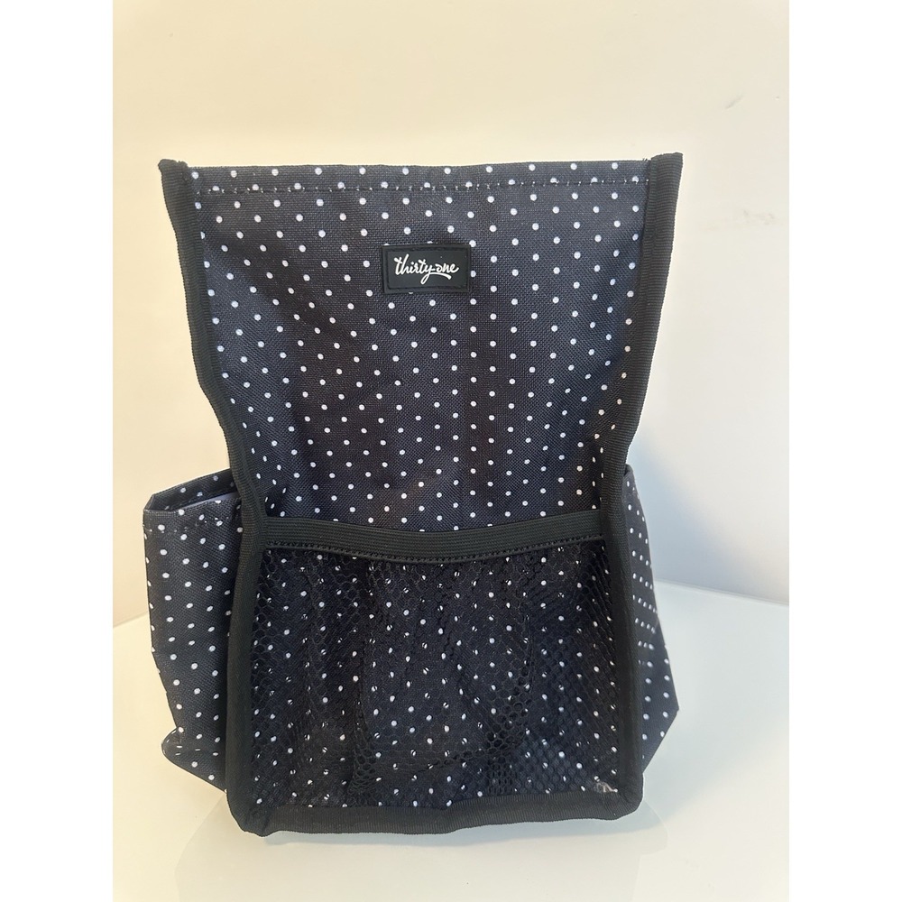 Thirty-One Gifts Black Polka Dot Utility Tote Bag Zipper Closure - Picture 13 of 16